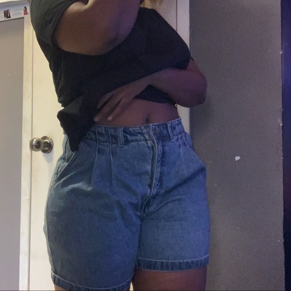 Blue Vintage High Waisted Jean Shorts - Picture 4 of 8